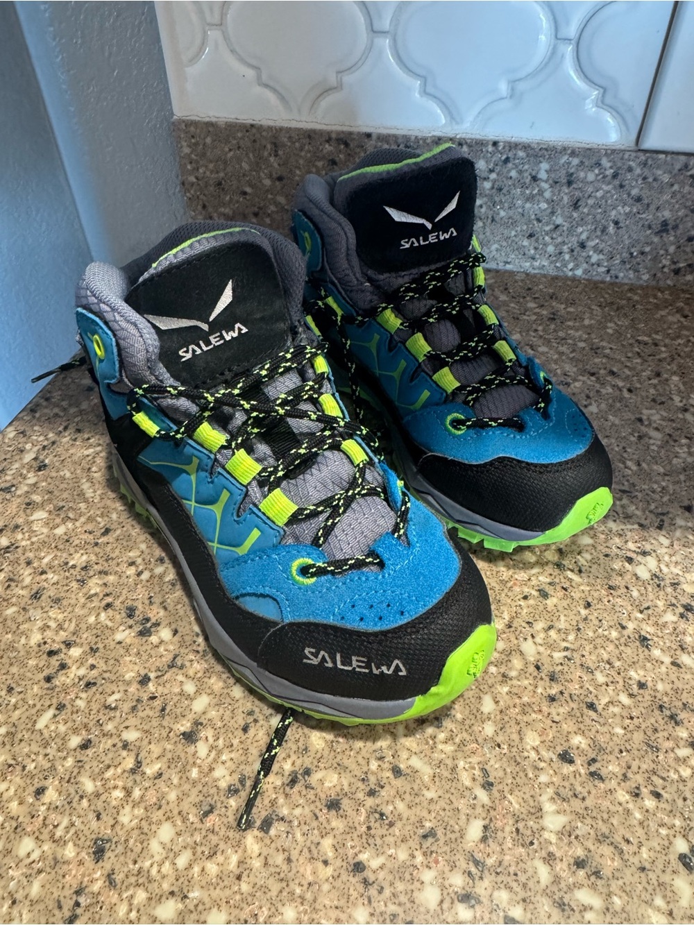 Salewa Kids Blue & Green Hiking Boots